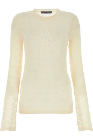 Marco Rambaldi Stickade tröjor & koftor, Dam, S, Elegant Ivory Blonde Top
