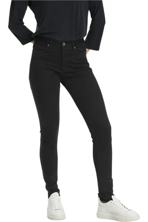 Kaffe Jeans, Dam, S, Bomull, Snygga Slim-Fit Jeans i Klassisk Svart Tvätt