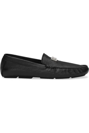 Dolce & Gabbana Skor, Herr, 42 1/2 EU, Svarta Logo Moccasins med Gyllene Plakett