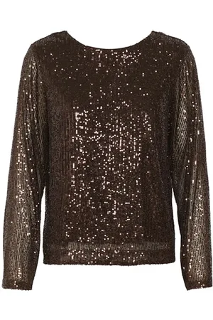 Part Two Blusar & Skjortor , Dam, 3Xl, Polyester, Metallic Brun Paljettopp