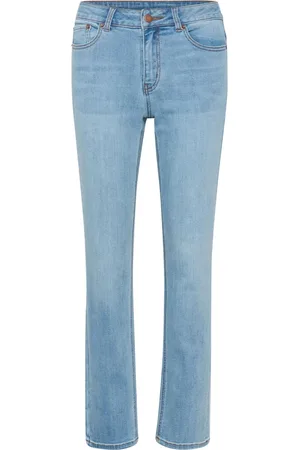 Kaffe Jeans, Dam, L, Bomull, Snygga Straight Leg Jeans med Mid-Rise Midja och Klassiska Fickor