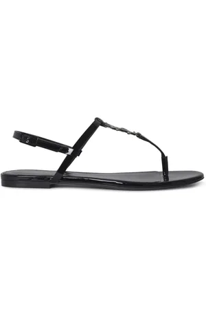 Saint Laurent Skor, Dam, 36 EU, Läder, Cassandra Patentläder T-Band Sandaler