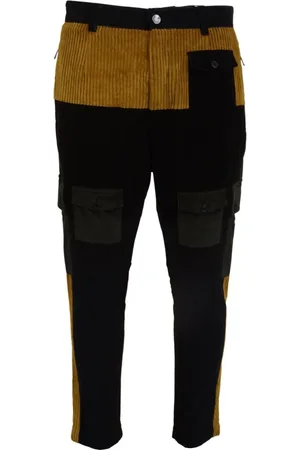 Dolce & Gabbana Byxor, Herr, L, Bomull, Svarta Gula Bomulls Herrbyxor, Tapered Byxor