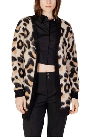 JACQUELINE DE YONG Stickade tröjor & koftor, Dam, M, Leopard Print Cardigan