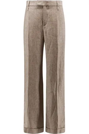 Brunello Cucinelli Byxor, Dam, M, Linne, Linnebyxor med Utsvängda Ben
