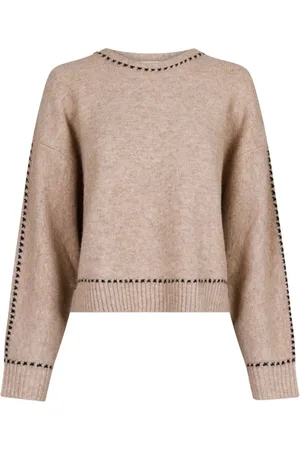 NEO NOIR SWEATER GLENDA BOUCLE KNIT BLOUSE SAND MELANGE