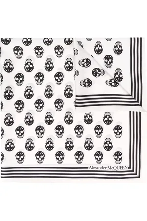 Alexander McQueen Accessoarer, Herr, ONE Size, Silkeschal med Biker Skull Print