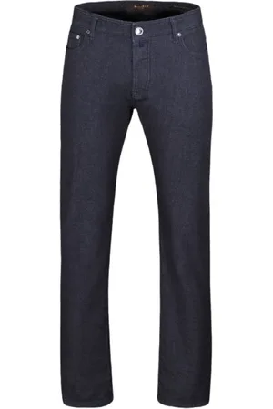 MOORER Byxor, Herr, W34, Läder, Regular-Fit 5-Ficks Jeans med Bekväm Passform
