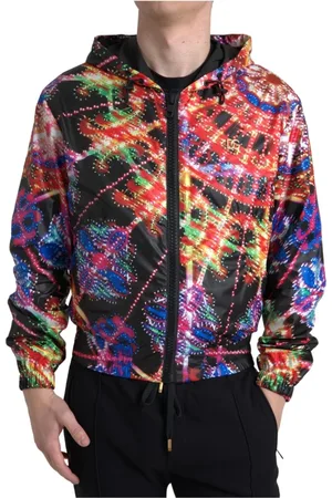 Dolce & Gabbana Sweatshirts & Hoodies, Herr, S, Multifärgad Dragkedja Huvtröja