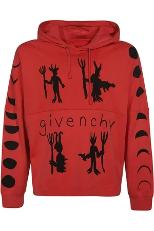 Givenchy Sweatshirts & Hoodies, Herr, S, Bomull, Röd Bomullssweatshirt med Huva