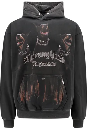 Represent Sweatshirts & Hoodies, Herr, L, Bomull, Svart huvtröja