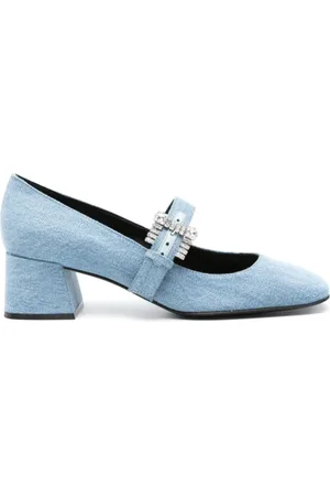 Sergio Rossi Skor, Dam, 37 EU, Denim, Kristallprydda Denimklackar