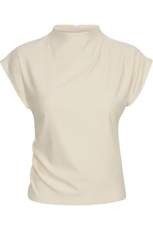 Gestuz Blusar & Skjortor , Dam, 2Xs, Elegant Topp med Hög Hals och Draperade Effekter
