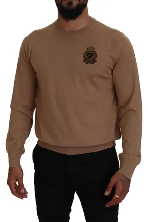 Dolce & Gabbana Stickade tröjor & koftor, Herr, M, Kashmir, Stunning Beige Kaschmirtröja