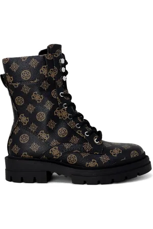 Guess Skor, Dam, 36 EU, Läder, Bruna Tryckta Ankelboots