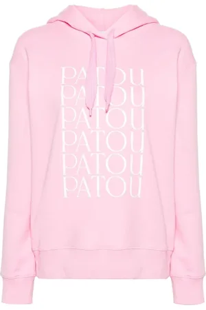 Patou Sweatshirts & Hoodies, Dam, M, Bomull, Rosa Tröja med Huva och Logotryck