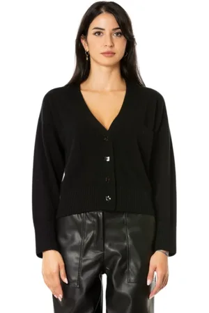 VANISÉ Stickade tröjor & koftor, Dam, S, Kashmir, Kort Cashmere Cardigan - Svart