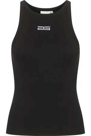 Gestuz Topp, Dam, XL, Bomull, Logo Tank Top Svart