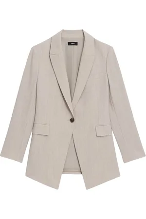 THEORY Jacka, Dam, M, Bomull, Etiennette Blazer i God Ull Sand Melange