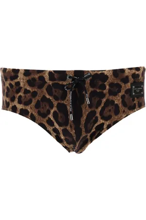 Dolce & Gabbana Badkläder, Herr, M, Läder, Leopardmönster Brun Havskläder