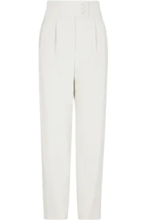 Giorgio Armani Byxor, Dam, M, Straight Leg Ice White Belted Byxor