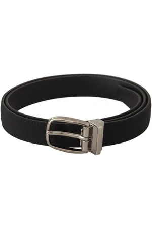 Dolce & Gabbana Accessoarer, Herr, 110 CM, Läder, Svart Canvas Logo Metallbälte