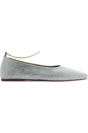 Maria Luca Skor, Dam, 37 EU, Läder, Silver Rhinestone Ballett Flats