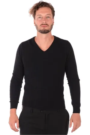 D.A. Daniele Alessandrini Stickade tröjor & koftor, Herr, L, Guld V-ringad Tröja Pullover