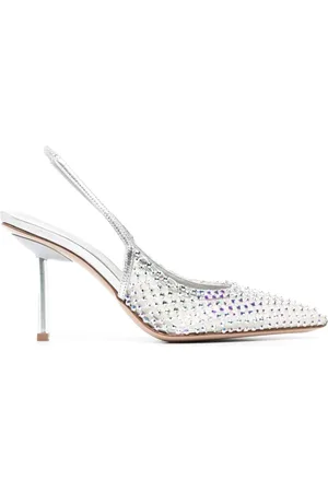 LE SILLA Skor, Dam, 36 1/2 EU, Läder, Kristallutsmyckade Silver Sandaler