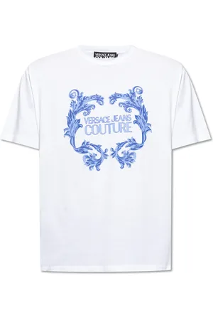 VERSACE Topp, Herr, S, Bomull, Barock Logo T-shirt Vit Herr