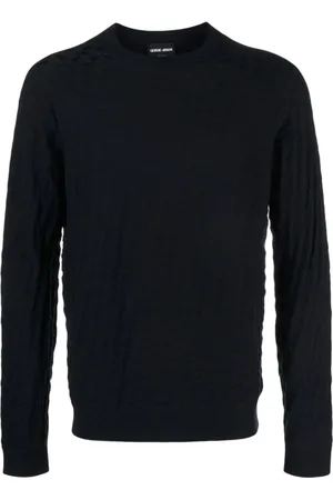 Giorgio Armani Sweatshirts & Hoodies, Herr, 3Xl, Elegant Blå Herr Sweatshirt