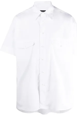 Giorgio Armani Skjorta, Herr, M, Bomull, Elegant Vit Kortärmad Skjorta