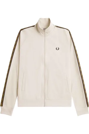 Fred Perry Sweatshirts & Hoodies, Herr, L, Bomull, Kontrastbandad trackjacka