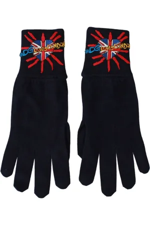 Dolce & Gabbana Accessoarer, unisex, ONE Size, Blå Virgin Wool Unisex Statement Handskar