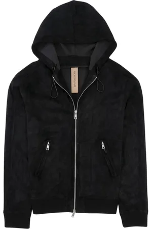 GIORGIO BRATO Sweatshirts & Hoodies, Herr, L, Läder, Svart Huva Läderjacka