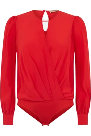 Twin-Set Topp, Dam, L, Röd Draperad Cross-Over Blus