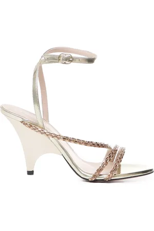 MARC ELLIS Skor, Dam, 40 EU, Läder, Gyllene Rhinestone Sandaler Hög Klack
