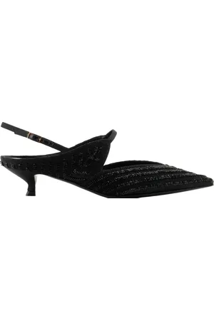 Giorgio Armani Skor, Dam, 38 EU, Elegant Beaded Slingback Sandaler