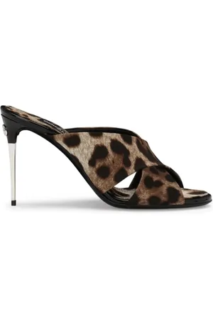 Dolce & Gabbana Skor, Dam, 39 EU, Bomull, Leopard Print Stiletto Mules