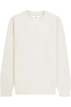 NN.07 Stickade tröjor & koftor, Herr, L, Polyester, Räfflad Crew Neck Sweater