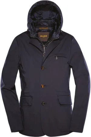 MOORER Jacka, Herr, M, Mocka, Iridescent Stretch Satin Jacket med Avtagbar Kropp och Huva