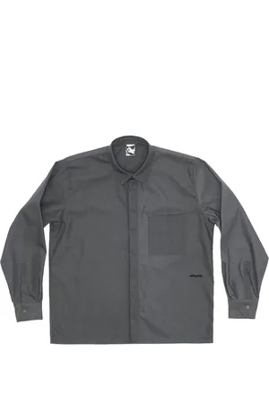 GR10K Skjorta, Herr, S, Bomull, Grå Overshirt med Klassisk Krage