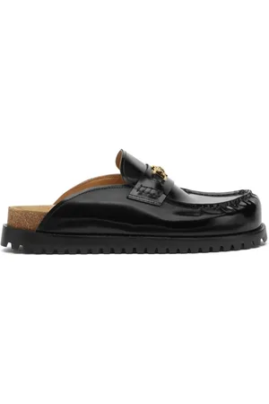 VERSACE Skor, Herr, 40 EU, Läder, Svarta Medusa Head Sandaler