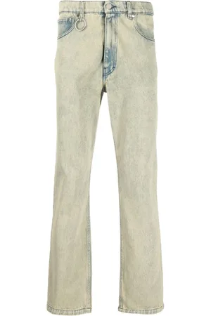 Etudes Jeans, Herr, S, Bomull, Gula Straight-Leg Jeans med Ringdekoration