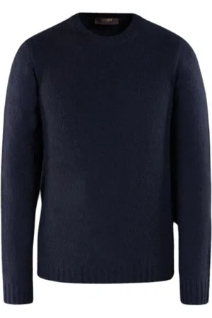 MOORER Stickade tröjor & koftor, Herr, L, Nylon, Lyxig Bouclé Crew-Neck Sweater