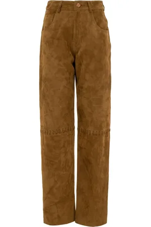 MVP Wardrobe Byxor, Dam, 2Xs, Mocka, Högmidjade mocka straight-leg byxor