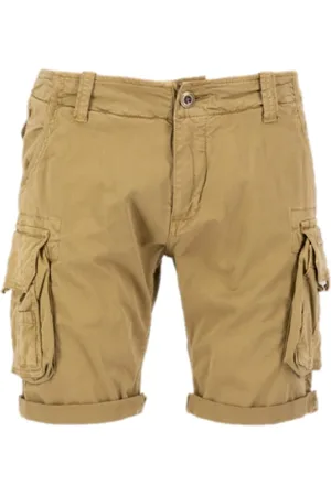 Alpha Industries Shorts, Herr, W32, Bomull, Khaki Cargo Crew Shorts