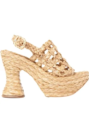 Paloma Barceló Skor, Dam, 40 EU, Läder, Naturlig Raffia Högklackad Sandal