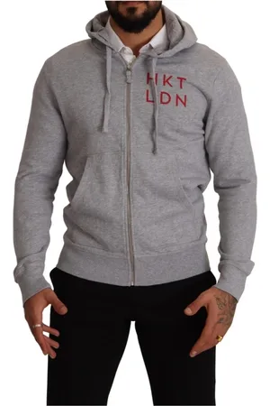 Hackett Sweatshirts & Hoodies, Herr, S, Bomull, Grå Zip Hooded Bomullströja Tröja