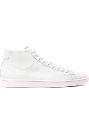 Saint Laurent Skor, Herr, 43 EU, Läder, Vit/Rosa Logo Mid-Top Sneakers